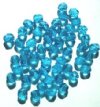 50 6mm Faceted Aqua Firepolish Beads
